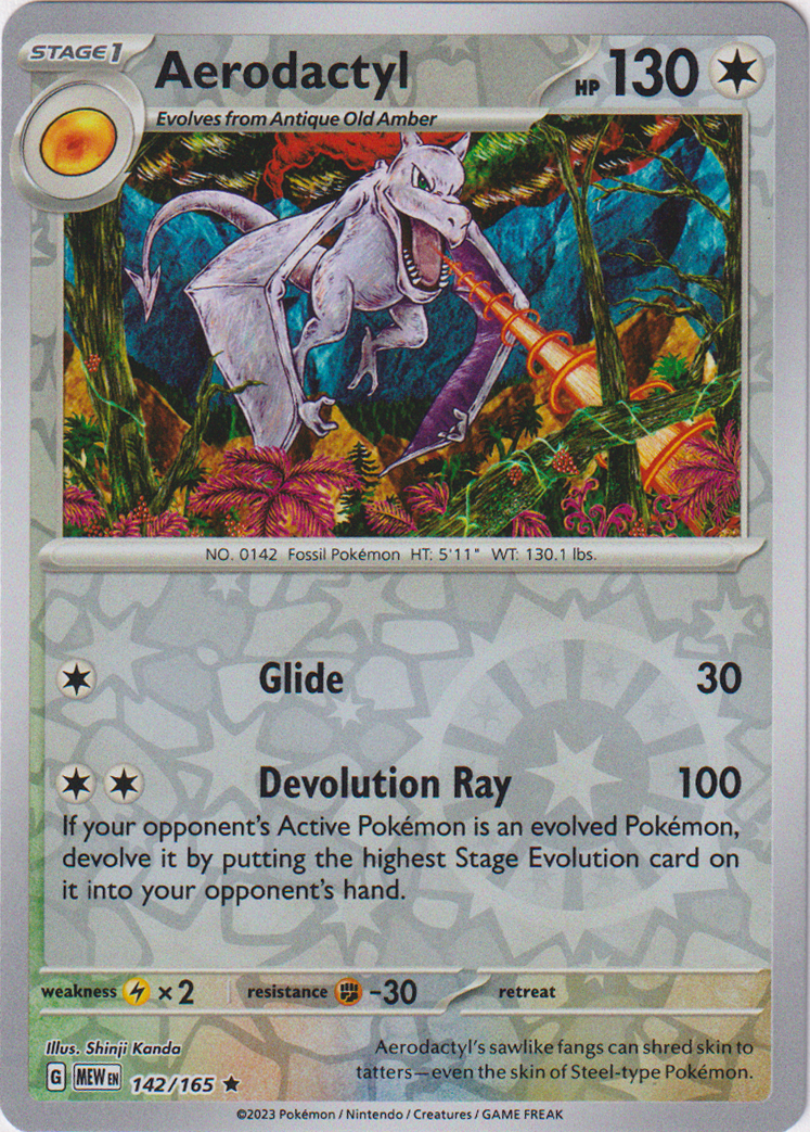 142/165 Aerodactyl Rare Reverse Holo Scarlet & Violet 151