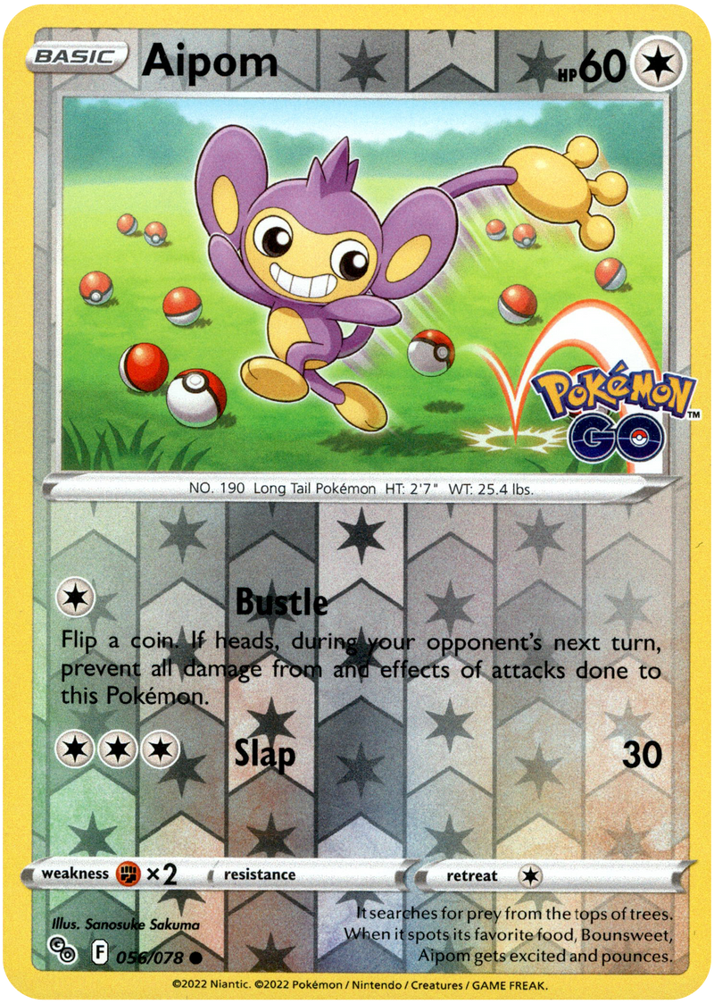 056/078 Aipom Common Reverse Holo Pokemon GO