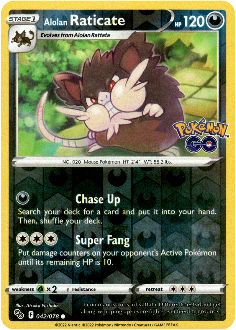 042/078 Alolan Raticate Common Reverse Holo Pokemon GO