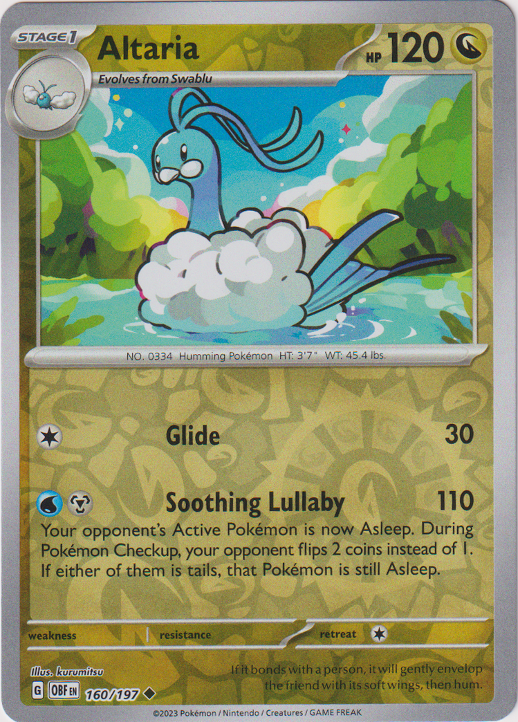 160/197 Altaria Uncommon Reverse Holo Obsidian Flames