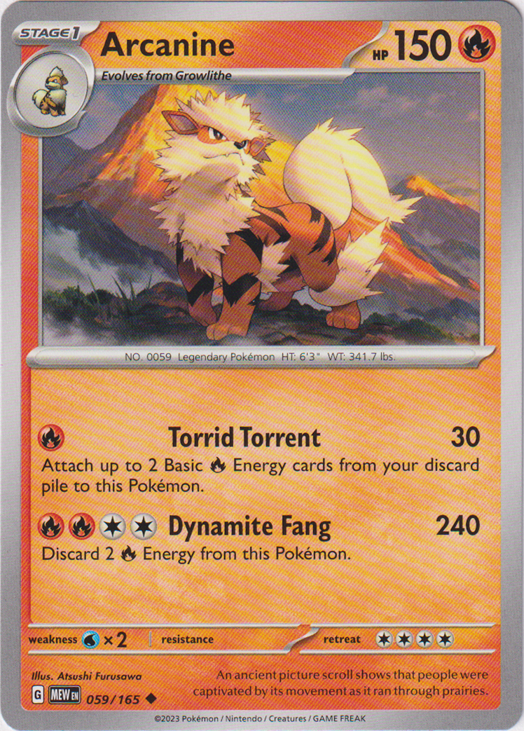 059/165 Arcanine Uncommon Scarlet & Violet 151