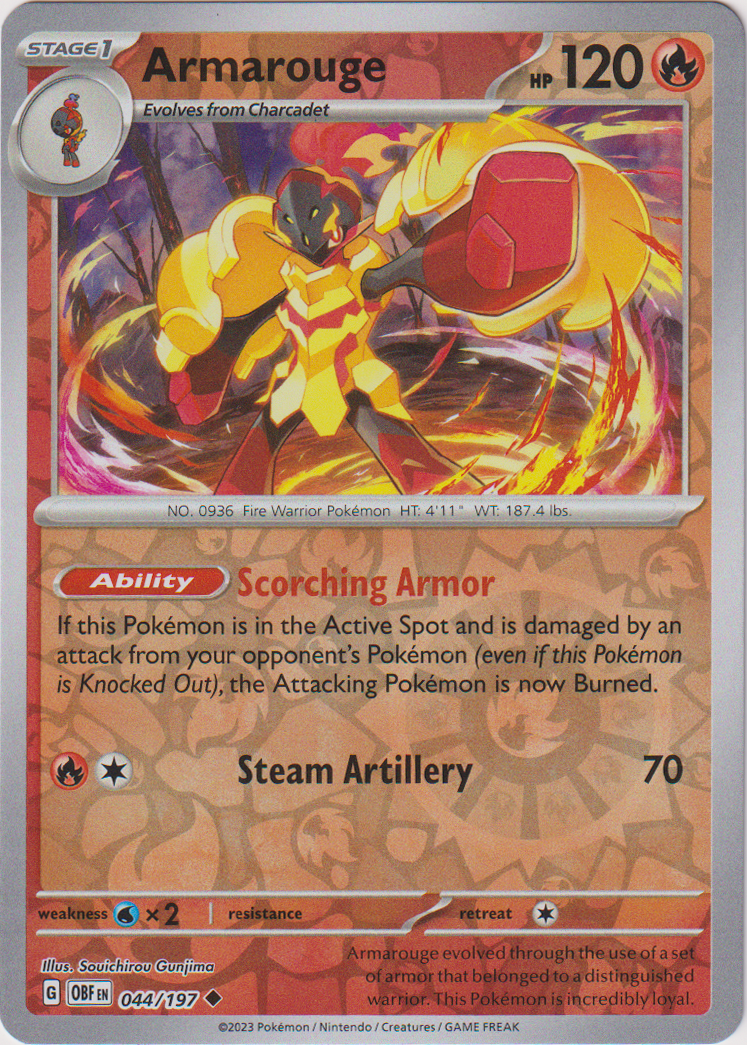 044/197 Armarouge Uncommon Reverse Holo Obsidian Flames