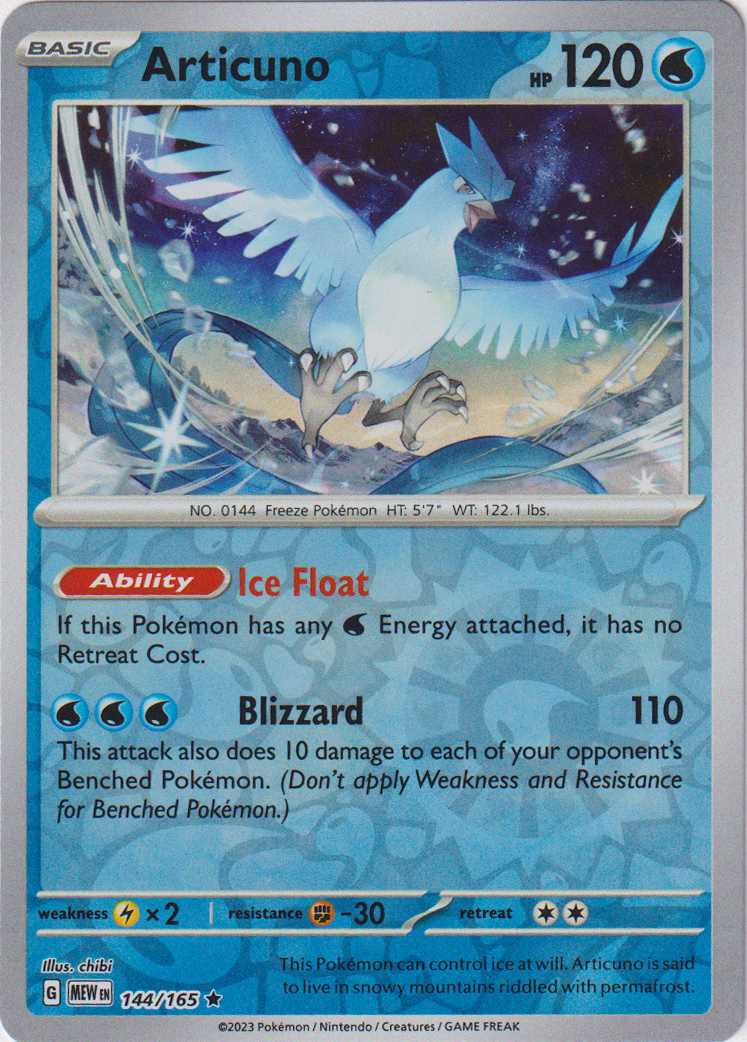 144/165 Articuno Rare Reverse Holo Scarlet & Violet 151