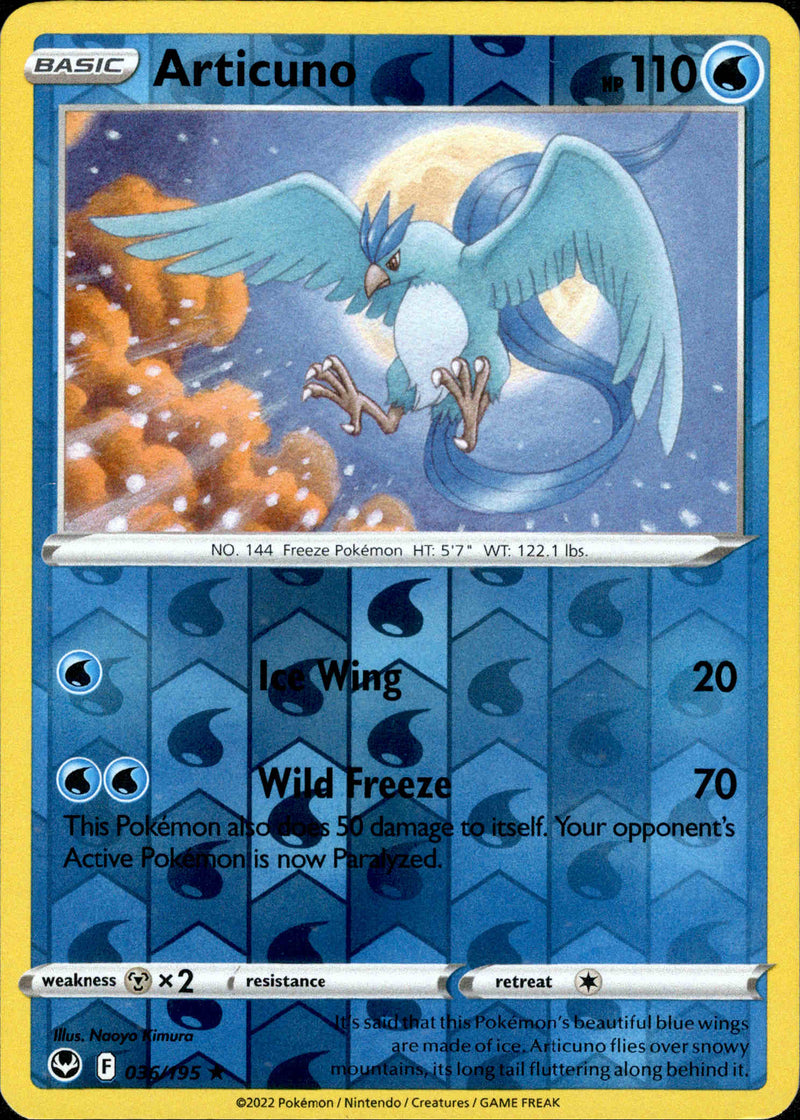 036/195 Articuno Rare Reverse Holo Silver Tempest