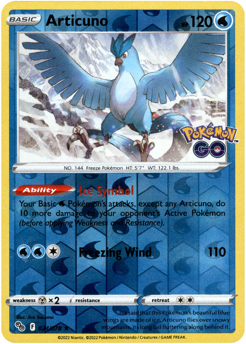 024/078 Articuno Rare Reverse Holo Pokemon GO