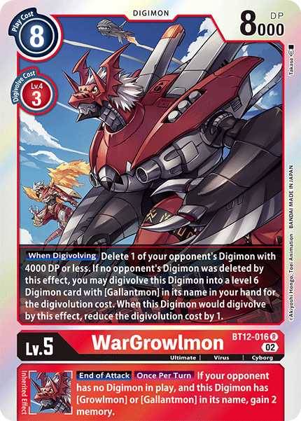 BT12-016 WarGrowlmon Rare