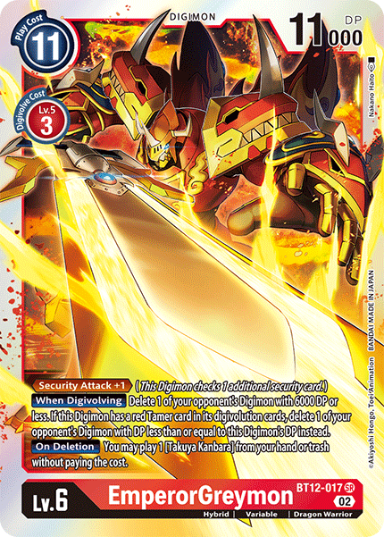 BT12-017 EmperorGreymon Super Rare