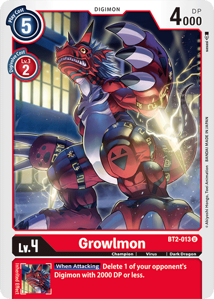 BT2-013 Growlmon Uncommon