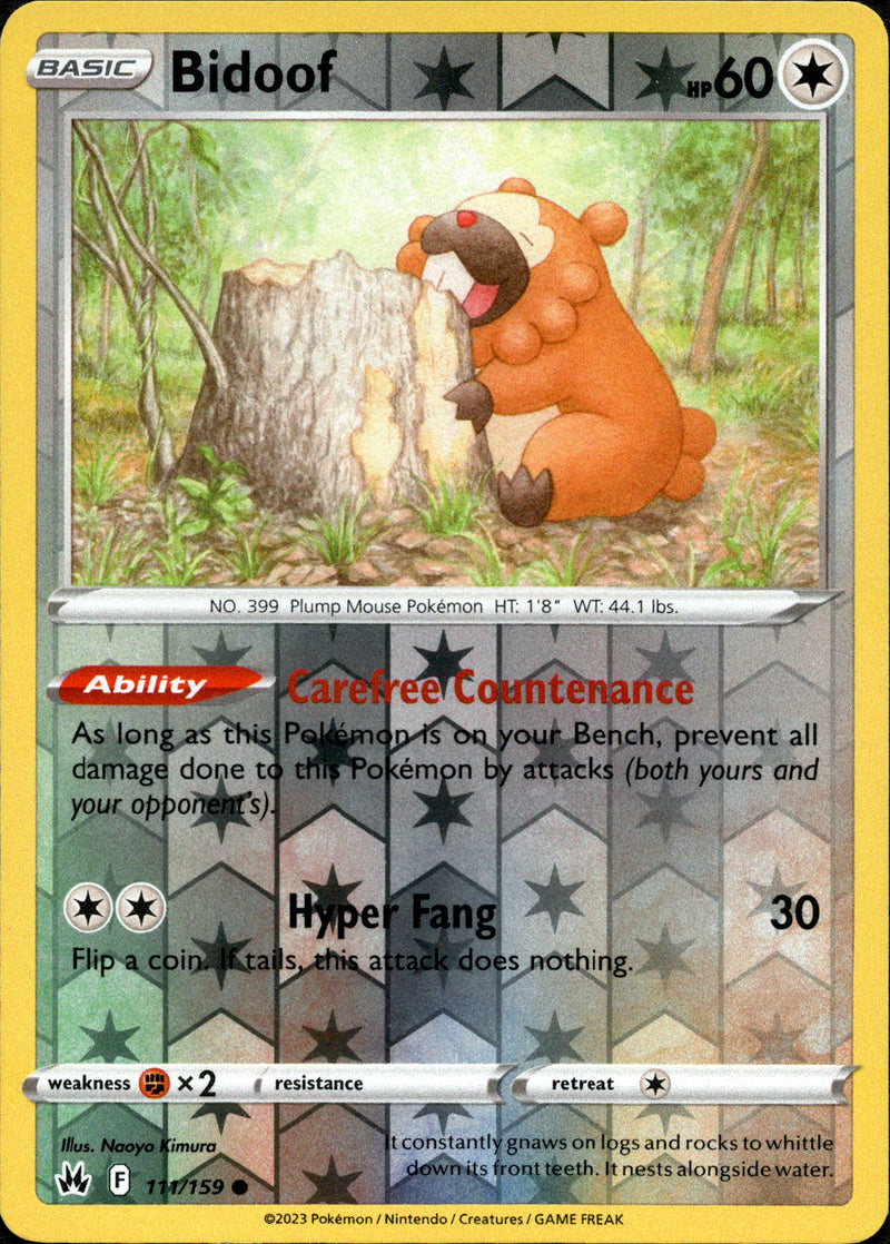 111/159 Bidoof Common Reverse Holo Crown Zenith