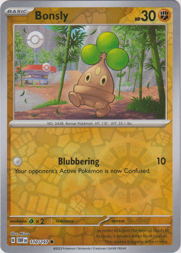 110/197 Bonsly Common Reverse Holo Obsidian Flames