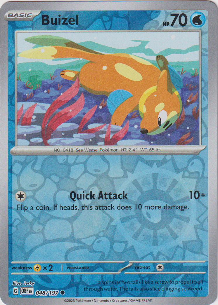 048/197 Buizel Common Reverse Holo Obsidian Flames