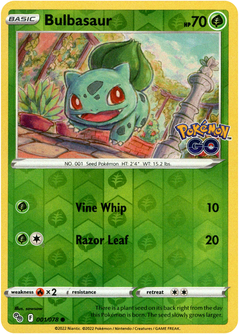 001/078 Bulbasaur Common Reverse Holo Pokemon GO