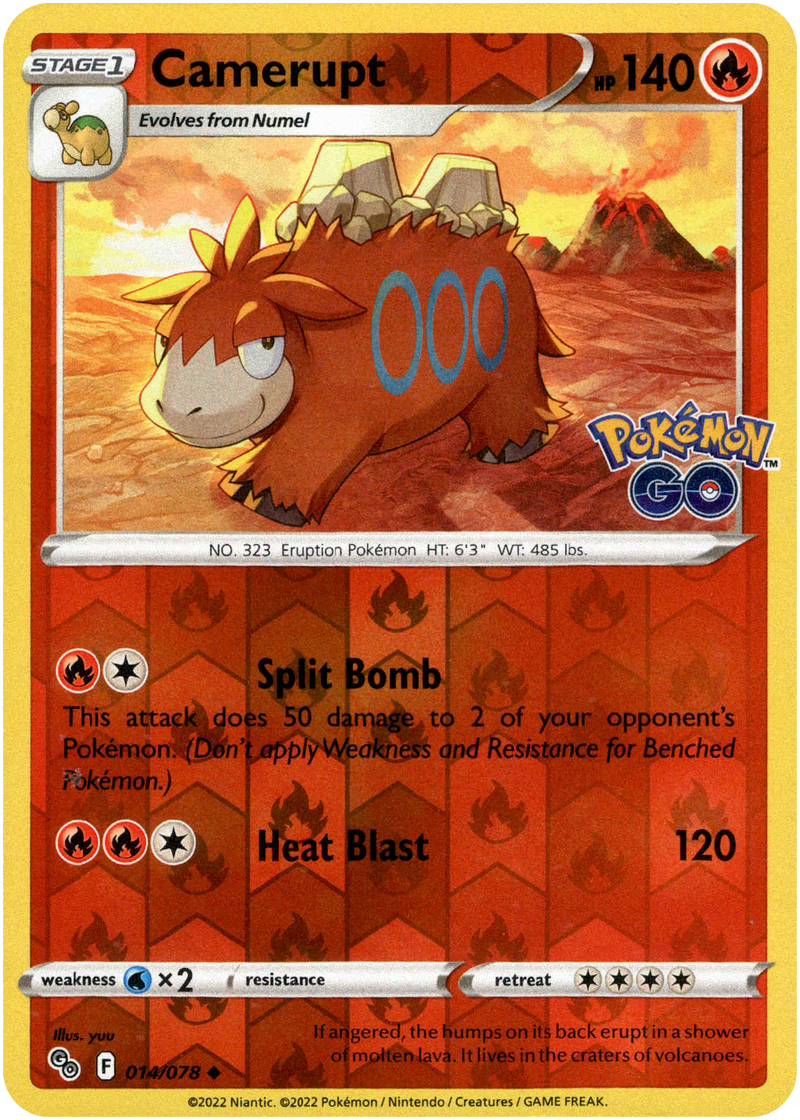 014/078 Camerupt Uncommon Reverse Holo Pokemon GO