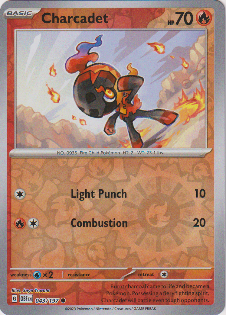 043/197 Charcadet Common Reverse Holo Obsidian Flames