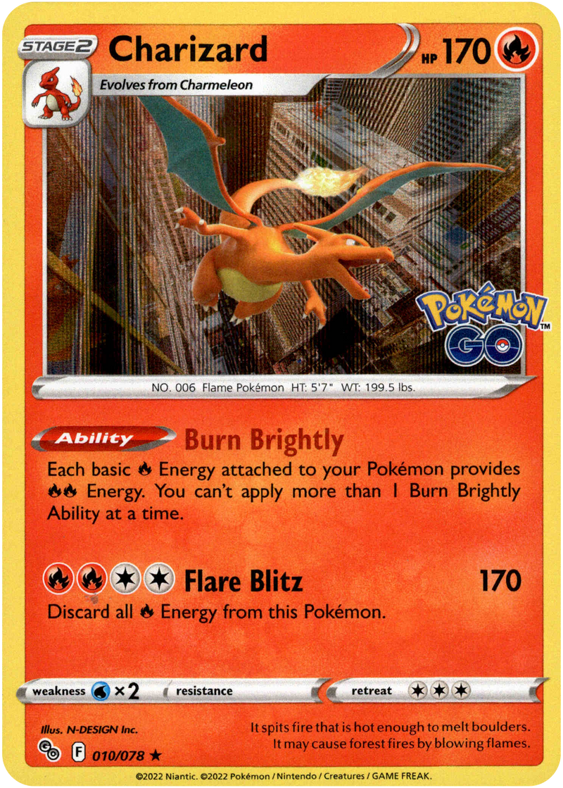 010/078 Charizard Holo Rare Pokemon GO