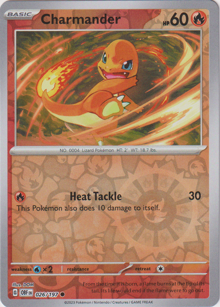 026/197 Charmander Common Reverse Holo Obsidian Flames