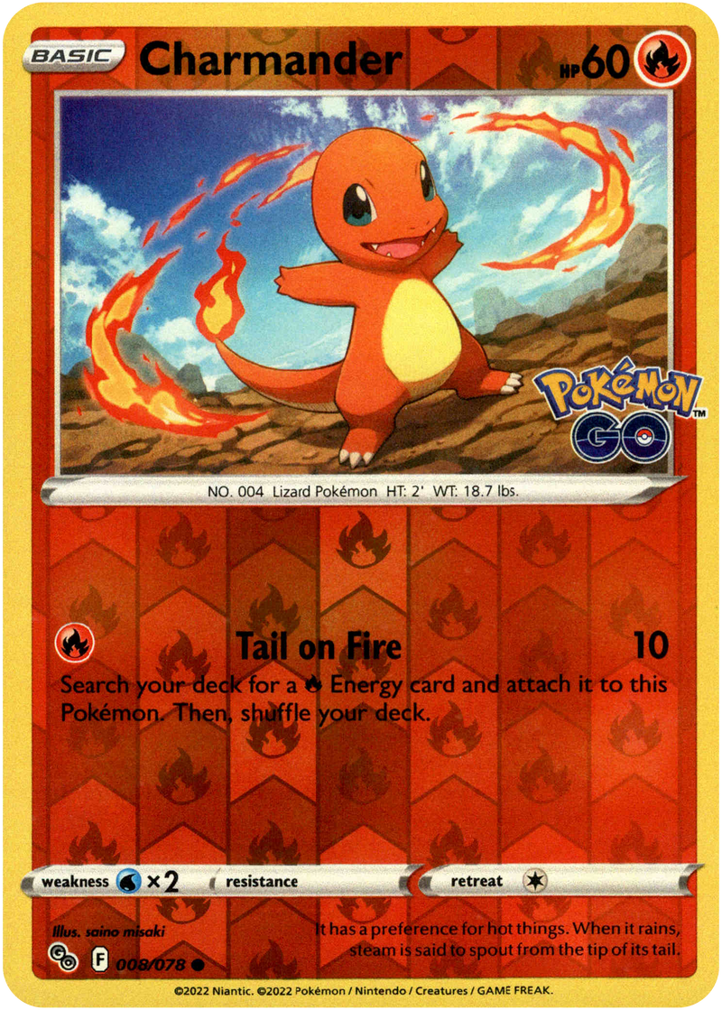 008/078 Charmander Common Reverse Holo Pokemon GO