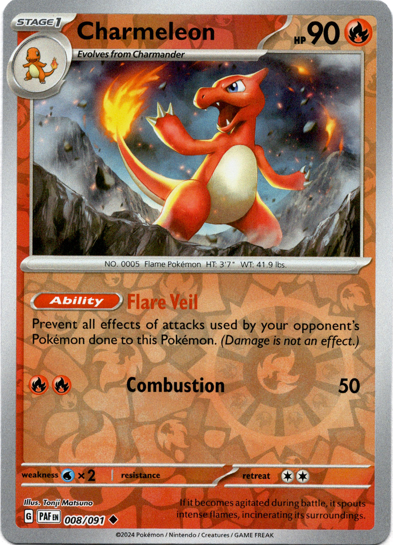 008/091 Charmeleon Uncommon Reverse Holo Paldean Fates