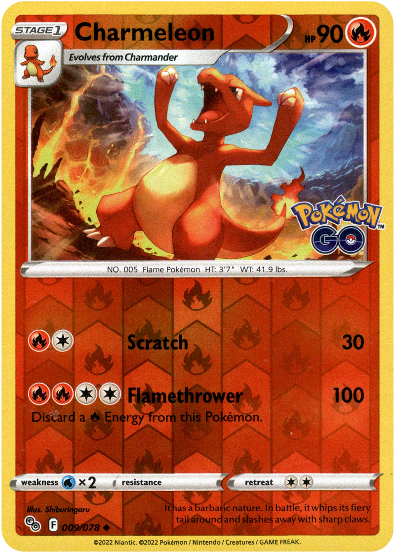 009/078 Charmeleon Uncommon Reverse Holo Pokemon GO