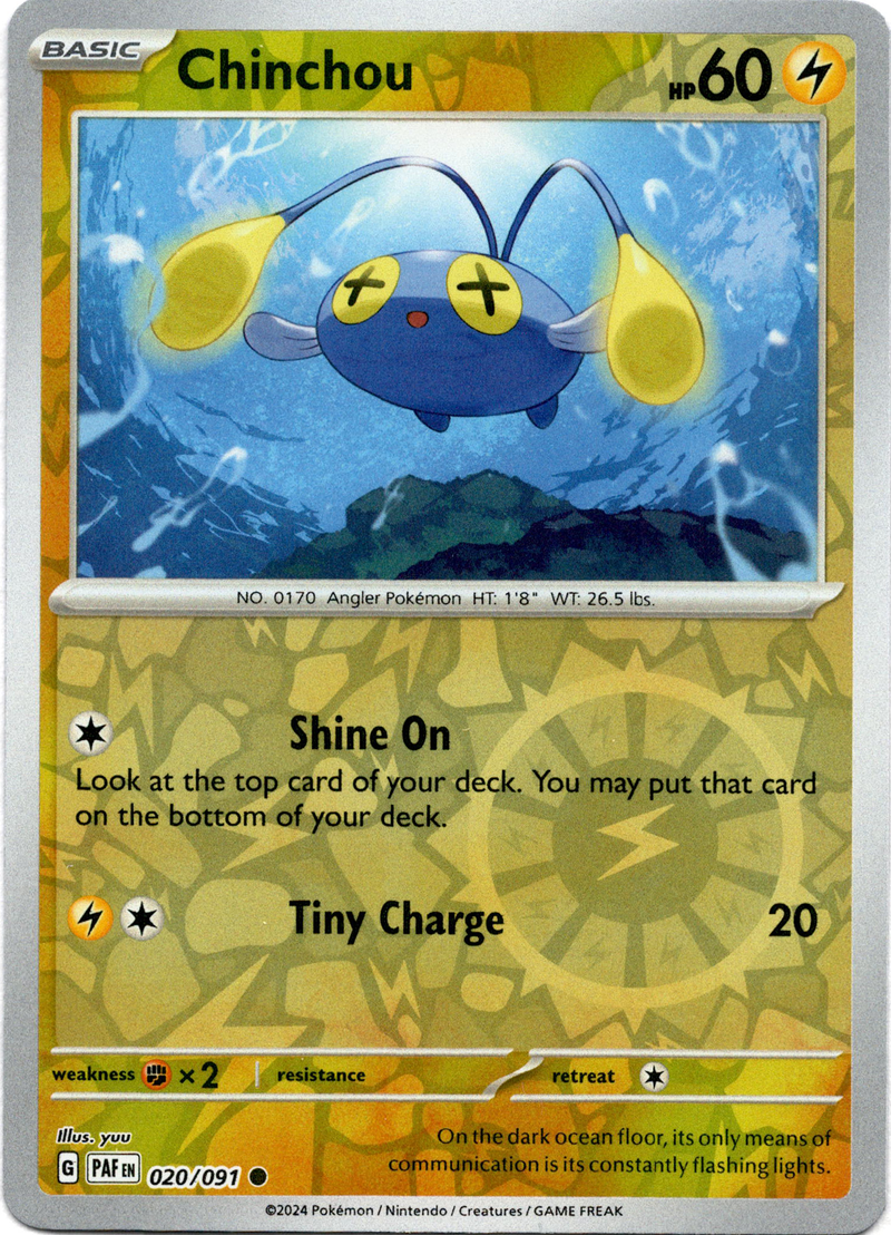 020/091 Chinchou Common Reverse Holo Paldean Fates