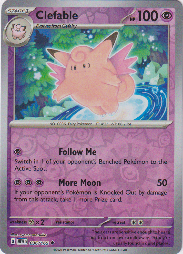 036/165 Clefable Uncommon Reverse Holo Scarlet & Violet 151