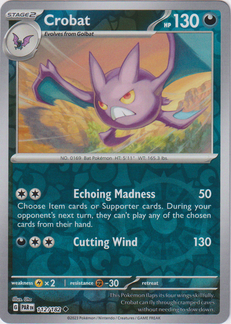 112/182 Crobat Uncommon Reverse Holo Paradox Rift