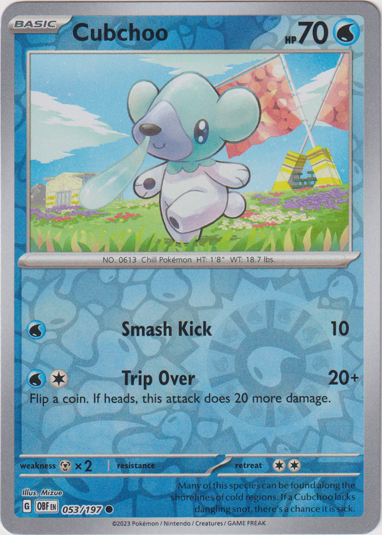 053/197 Cubchoo Common Reverse Holo Obsidian Flames