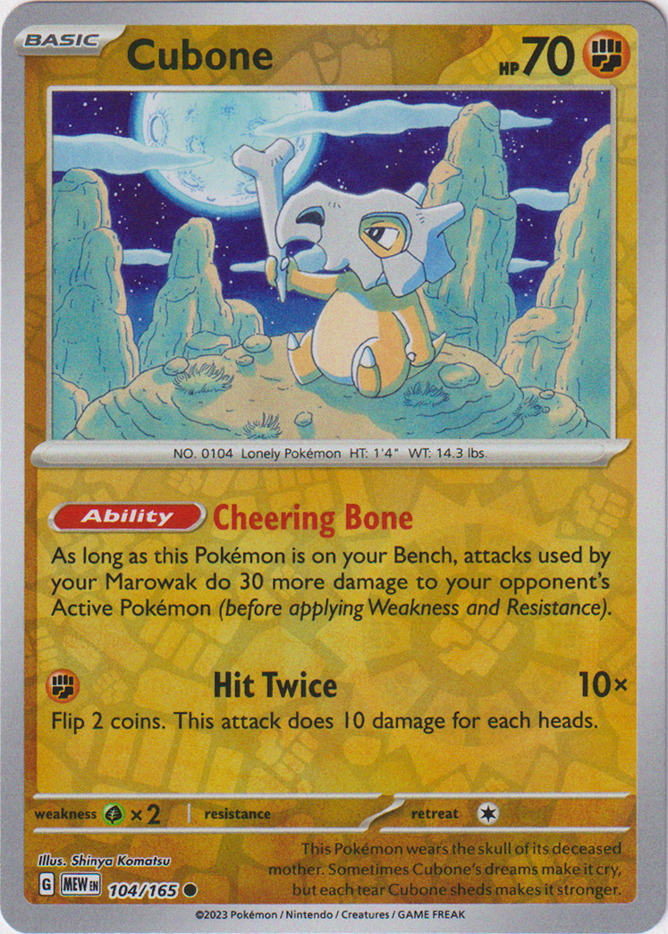 104/165 Cubone Common Reverse Holo Scarlet & Violet 151