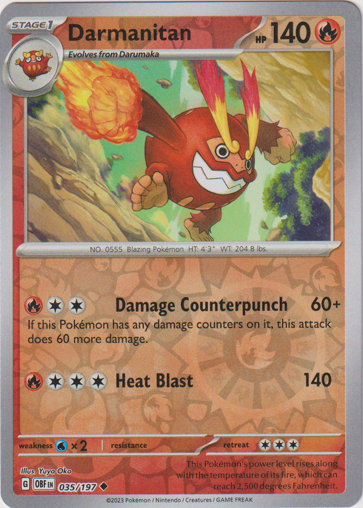 035/197 Darmanitan Uncommon Reverse Holo Obsidian Flames