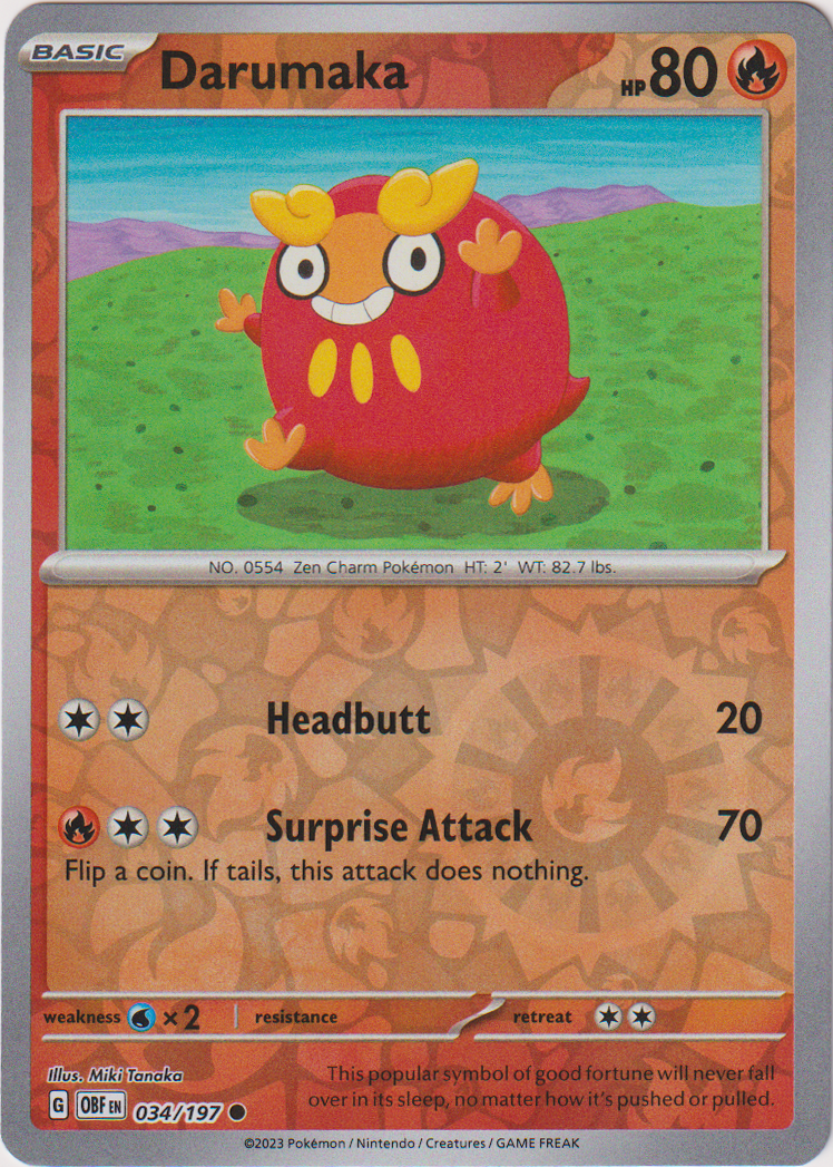 034/197 Darumaka Reverse Holo Common Obsidian Flames