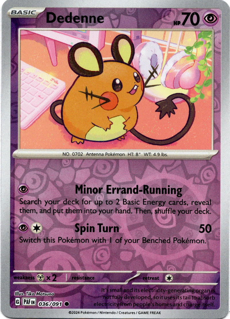 036/091 Dedenne Common Reverse Holo Paldean Fates