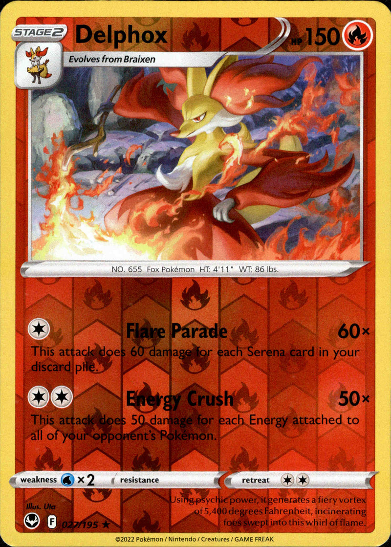 027/195 Delphox Rare Reverse Holo Silver Tempest