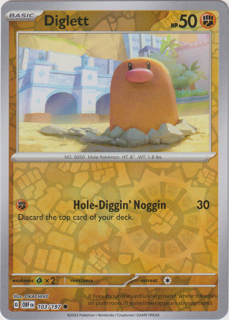 103/197 Diglett Reverse Holo Common Obsidian Flames