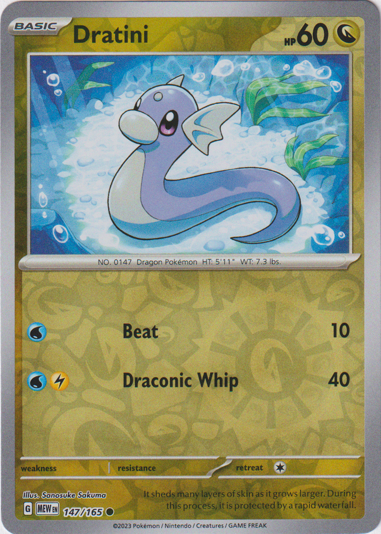 147/165 Dratini Common Reverse Holo Scarlet & Violet 151