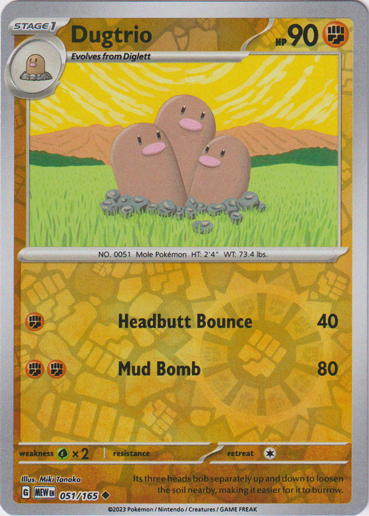 051/165 Dugtrio Uncommon Reverse Holo Scarlet & Violet 151