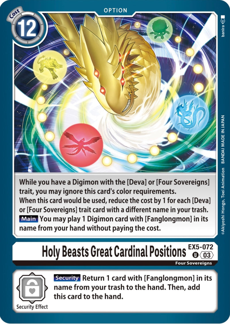 EX05-072 Holy Beasts Great Cardinal Positions Uncommon