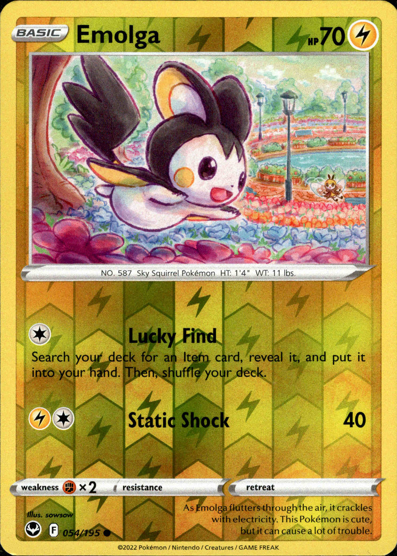 054/195 Emolga Common Reverse Holo Silver Tempest