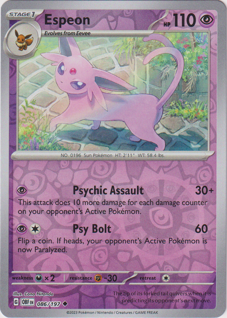 086/197 Espeon Uncommon Reverse Holo Obsidian Flames