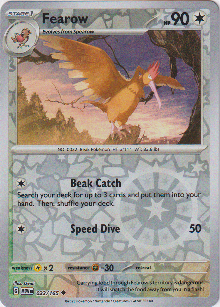 022/165 Fearow Uncommon Reverse Holo Scarlet & Violet 151