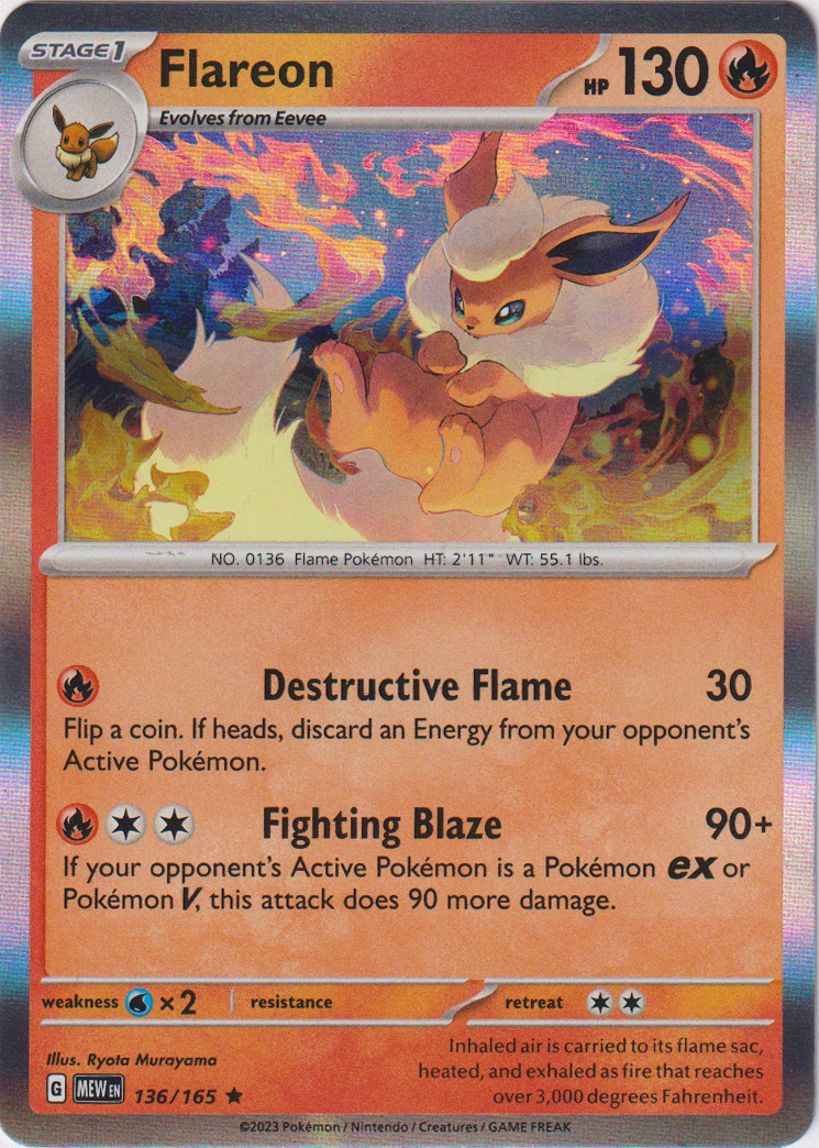 136/165 Flareon Holo Rare Scarlet & Violet 151