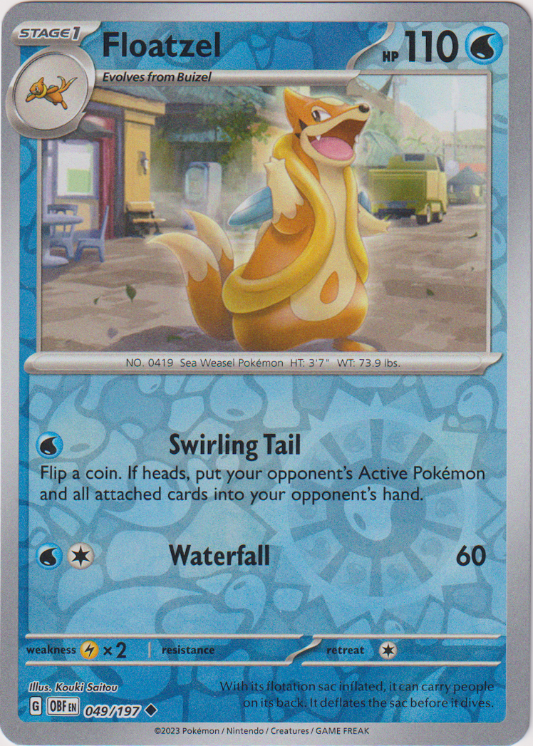 049/197 Floatzel Uncommon Reverse Holo Obsidian Flames