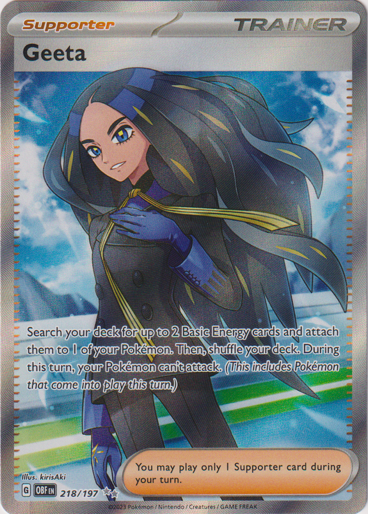 Pokémon - Cartão Colecionável - Geeta 218/197 - Obsidian Flames - Ultra Rare - Full Art
