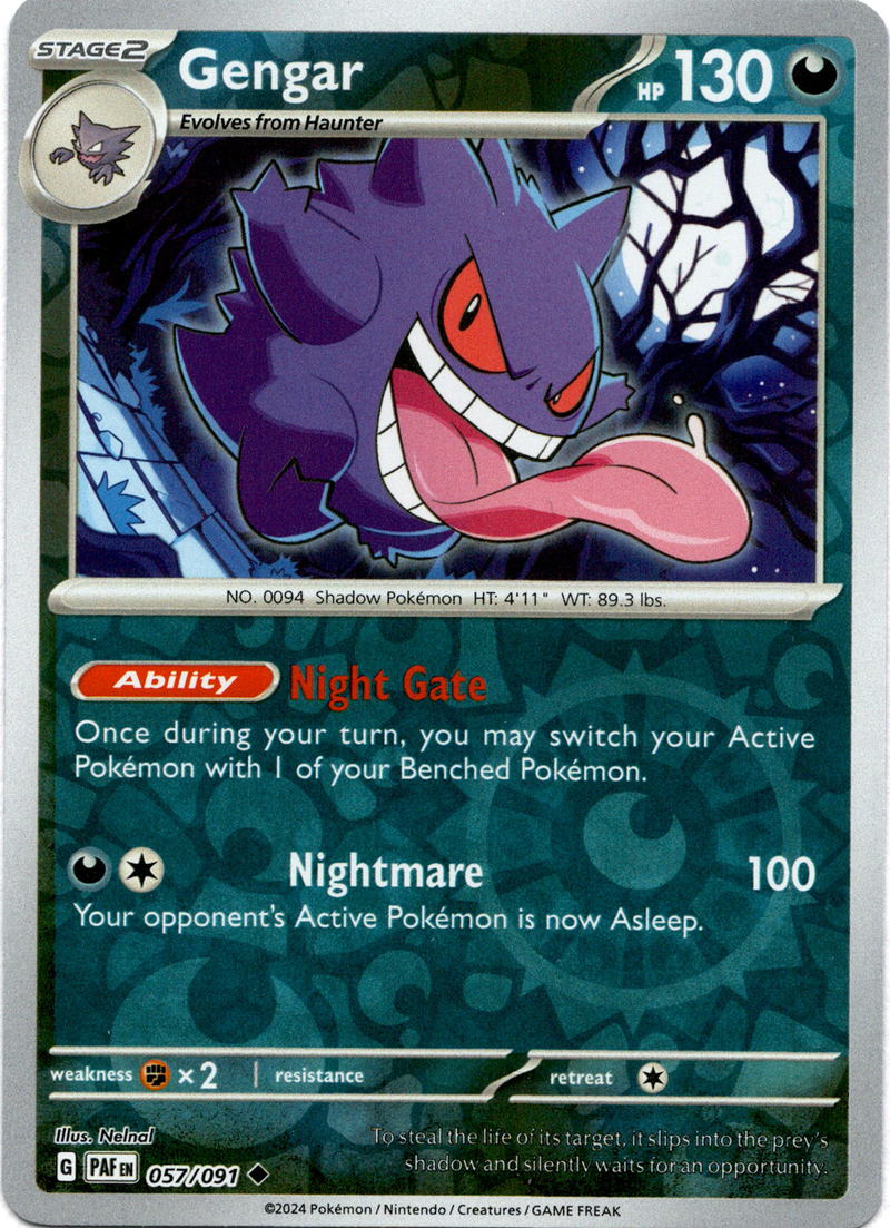 057/091 Gengar Uncommon Reverse Holo Paldean Fates