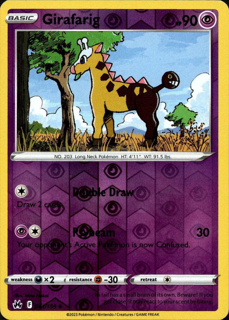 061/159 Girafarig Uncommon Reverse Holo Crown Zenith