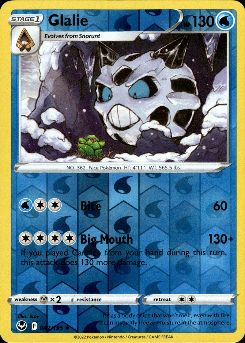 042/195 Glalie Uncommon Reverse Holo Silver Tempest