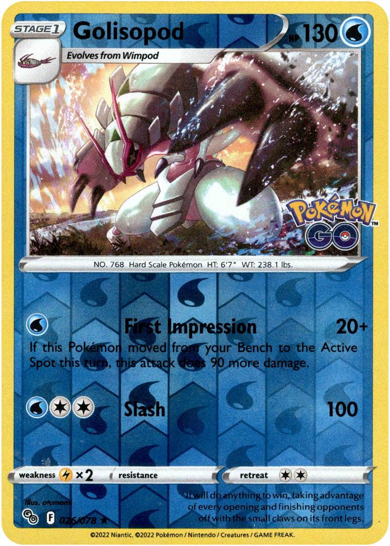 026/078 Golisopod Rare Reverse Holo Pokemon GO