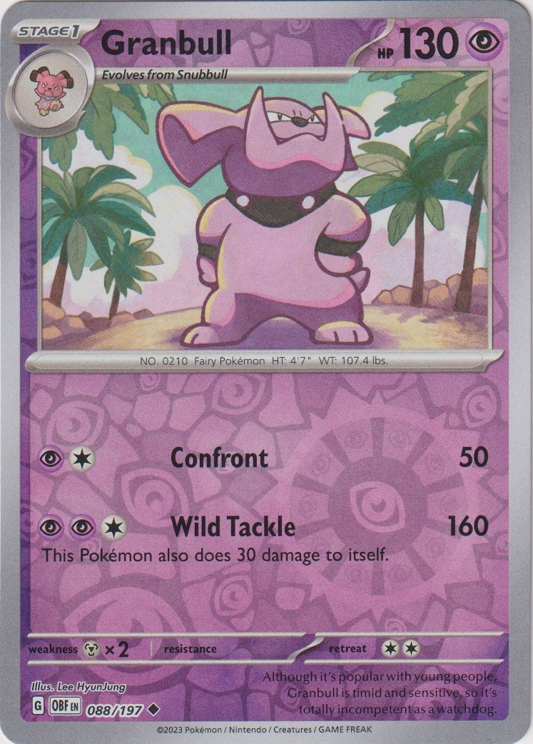 088/197 Granbull Uncommon Reverse Holo Obsidian Flames