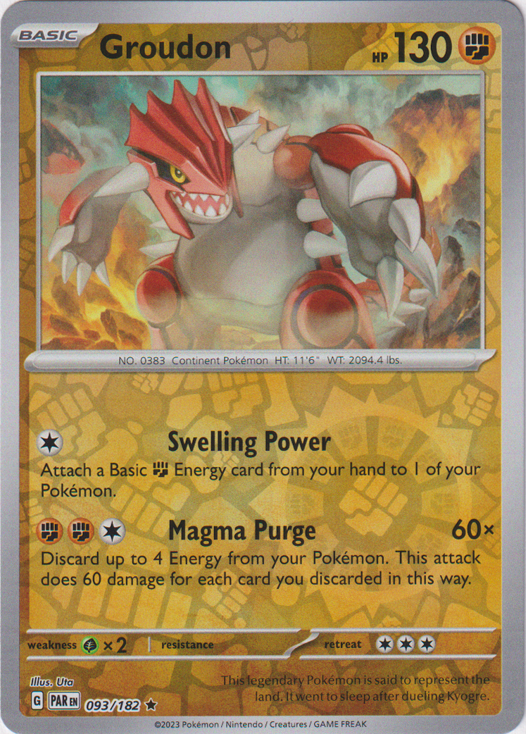 093/182 Groudon Rare Reverse Holo Paradox Rift