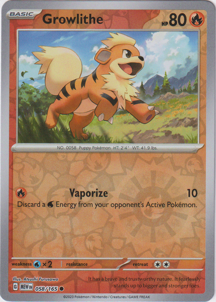 058/165 Growlithe Common Reverse Holo Scarlet & Violet 151