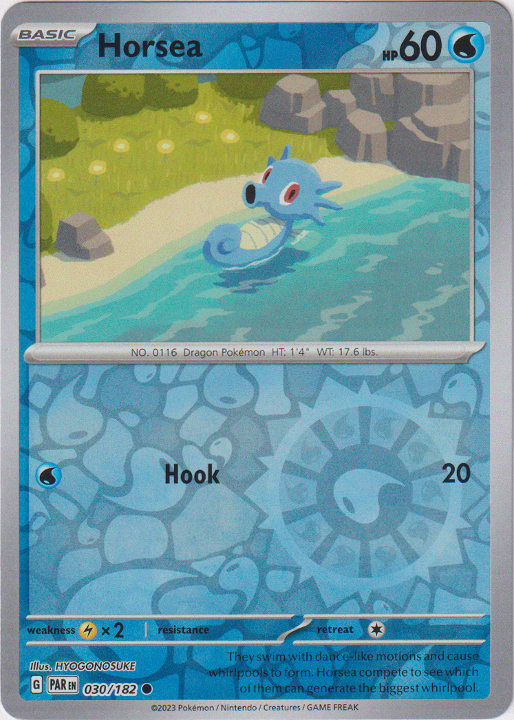 030/182 Horsea Common Reverse Holo Paradox Rift